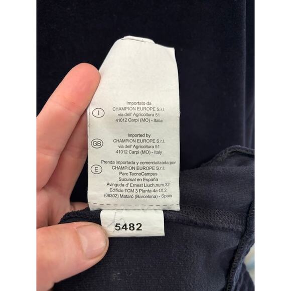 Champion Velour Sweatshirt Crewneck in Navy Blue Ribbed Hem and Sleeves Mens XL - Picture 9 of 10